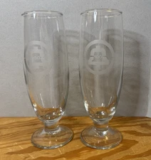 2 Vintage 1977 Advertising 100th Bell Telephone Systems Barware Glass Flutes