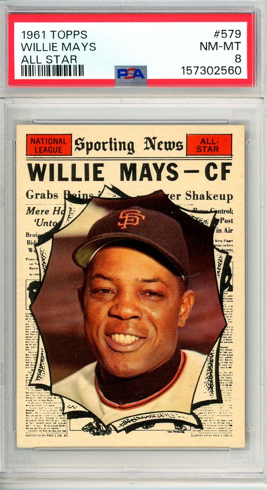 1961 Topps WILLIE MAYS A/S #579 PSA Grade 8 NM-MT Cond "Just Graded HI-END"