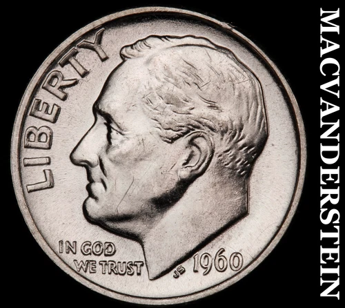 1960 Silver Roosevelt Dime - Choice Gem Brilliant Uncirculated  Lustrous #i755