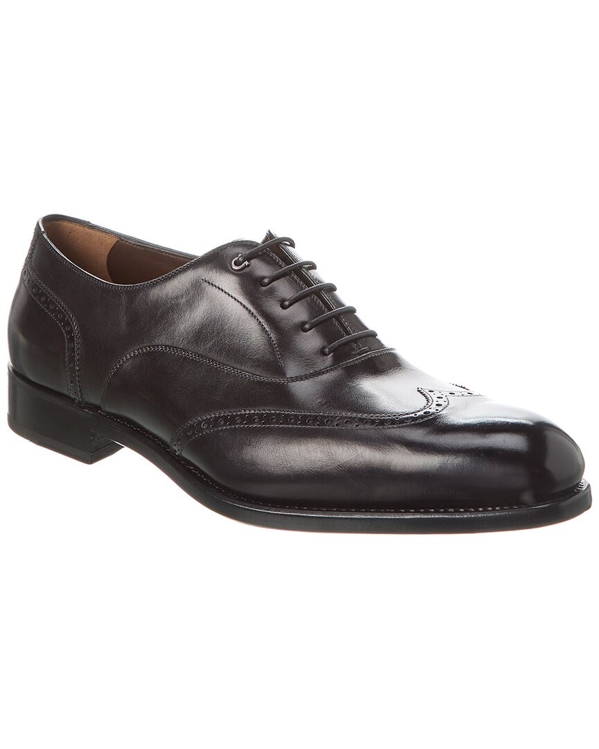 Ferragamo Leather Dress Shoe Mens Black 5 Eee 88190₽