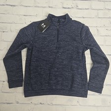 Under Armour Golf Storm 1/4 Zip Youth Medium Blue Pullover Loose Fleece Sweater