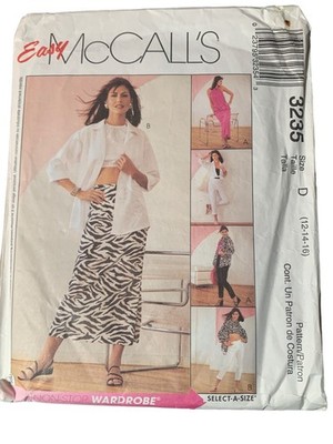 Easy McCall's 3235 Misses' Coat Shirt Pant Skirt Sewing Pattern Size 12-14-16