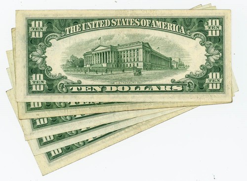 FR#2010 $10 1950 (5) Five Federal Reserve Notes Assorted Districts DC-6104 - Picture 2 of 3