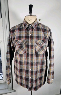 Vintage Five Brother Flanell Baumwolle Hemd Herren Large Pearl Snap Heavy USA