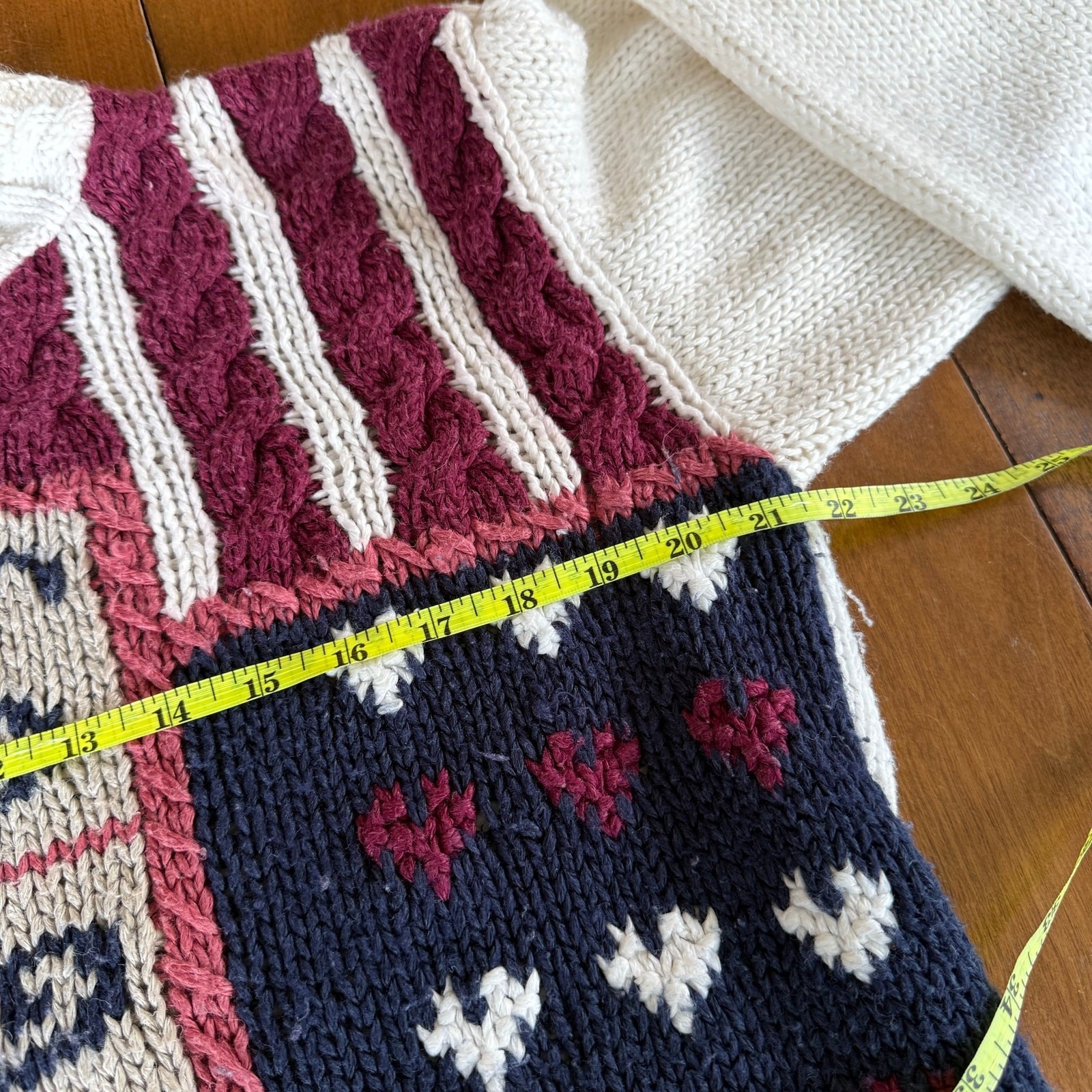 Vintage Shenanigans Hand Knit Patchwork Sweater F… - image 15