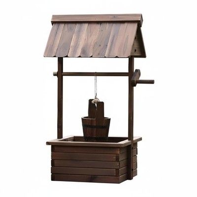 Outdoor Garten Pflanzgefäß, Blumenkasten aus karbonisiertem Holz, kreativer Wunschbrunnen