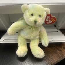 TY Beanie Baby - FLORA the Green Ty-dyed Bear (7.5 inch) - MWMTs Stuffed Animal