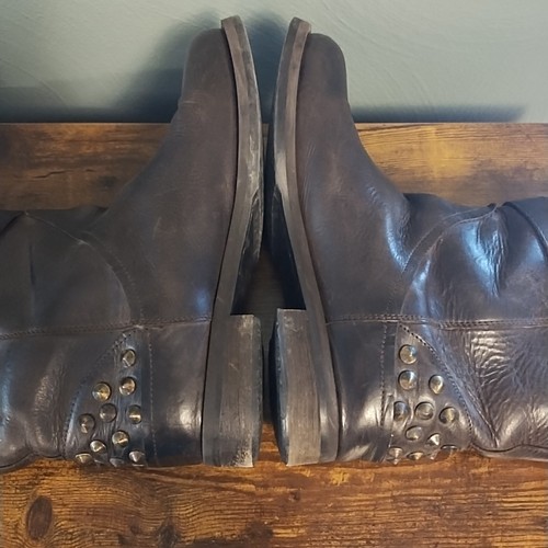 Boemos Motorradstiefel Damen 38 braun Leder Nieten Schnalle Made in Italy - Bild 6 von 15