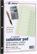 Columnar Analysis Pad, 3 Column, 8 1/2 X 11, Single Page Format, 50 Sheets/Pad