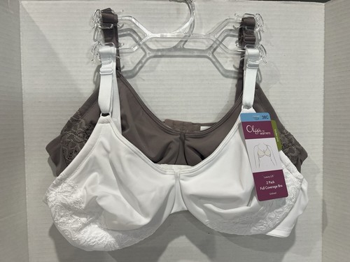 2-Pack OLGA Luxury Lift Full Coverage Underwire Bras Taupe/White Size 38C NWT