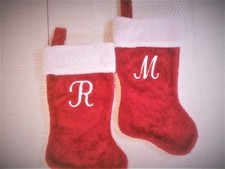 Embroidered Christmas Stocking 18", Monogramed with Letter of your choice
