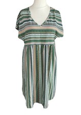 Shein Lune Green Dress Women's Sz Large Short Sleeve V-neck Knee Length NWT