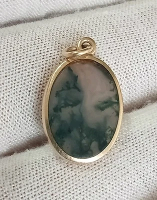 Vintage David Scott Walker 9ct gold moss agate pendant 2.38 grams c.1980 - Image 1 of 4
