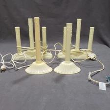 Vtg 4 Christmas Window Candles Electric Cream Plastic Drip Flame Singles Triples