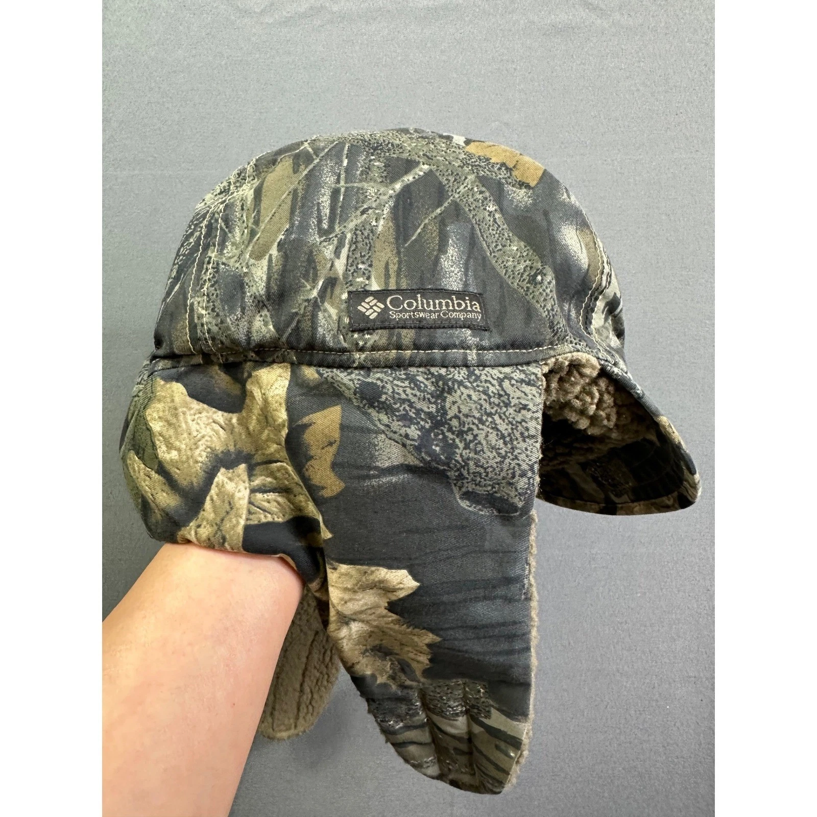 Columbia Mossy Oak Camo Trapper Hat Sherpa Lined Ear Flap Hunting Cap Men's XXL