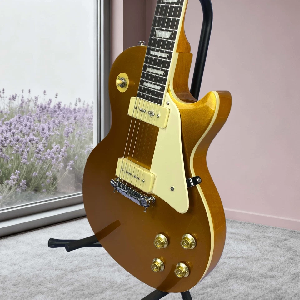 Guitarra Eléctrica Estándar Les Paul P90 Pastillas Golpeador Blanco Herrajes Cromados Foto 4 de 4