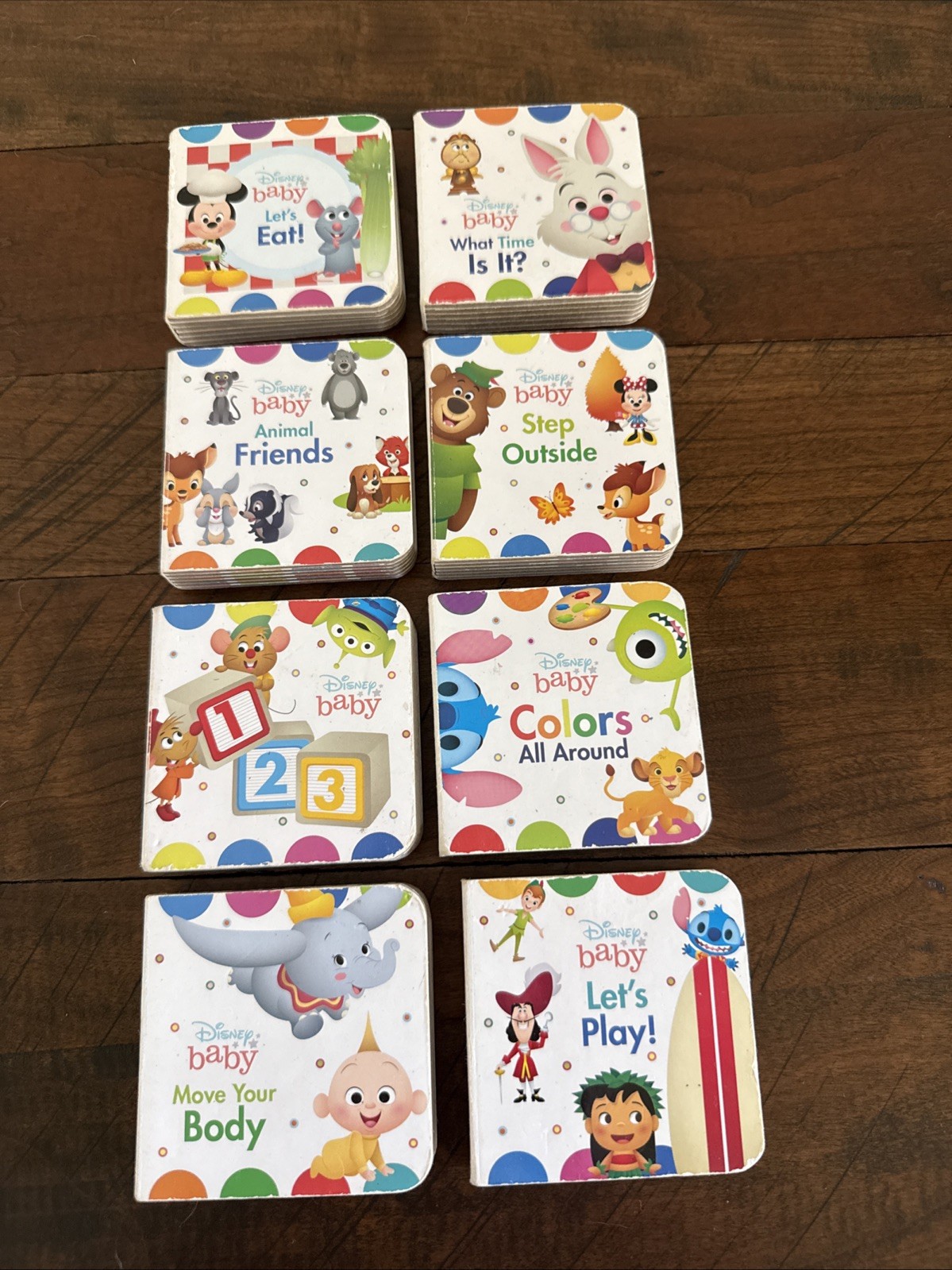 DISNEY BABY Mini Board Books Pictures Words Toddlers, Kids Lot of 8 Disney Pixar