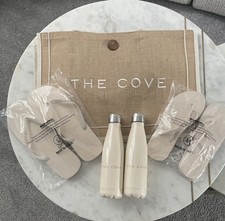 Sac de plage/piscine tissé The Cove, Atlantis Bahamas, 2 sandales, 2 bouteilles à boissons NEUF