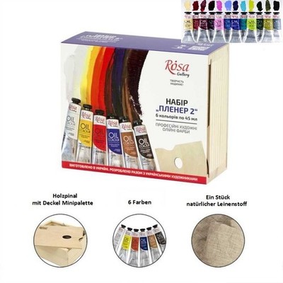 ROSA Gallery Ölfarben Set 6x45ml Profi Plein Air Holzbox Künstler