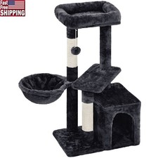 Multifunctional Cat Tree Tower W/ Condo Nest Scratching Posts Plush Basket New