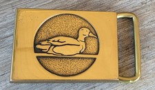 Vintage Solid Brass USA Made Duck Belt Buckle BTS 1983