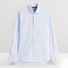 Tommy Hilfiger Blue Striped Button Down Shirt Men's 15 32-33, Long Sleeve, Slim