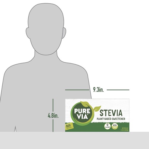 Pure Via Stevia Sweetener Packets 800 Count Zero Calorie Sugar Substitute - Picture 6 of 6