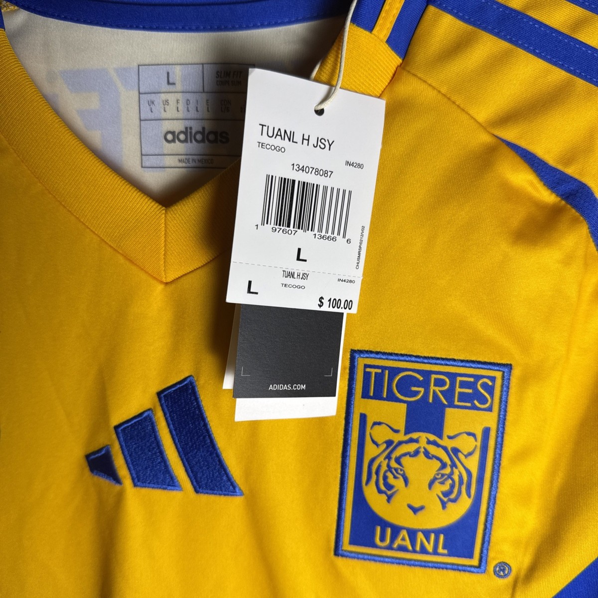 Adidas Tigres UANL Home Jersey Men's Size Large Yellow IN4280