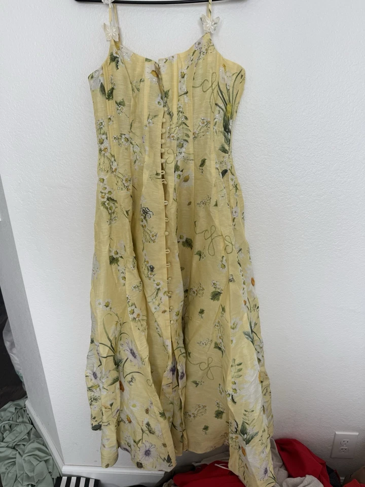 Vestido Camilla Margarita Cadenas Floral Lino-Seda Midi Talla S Foto 3 de 4