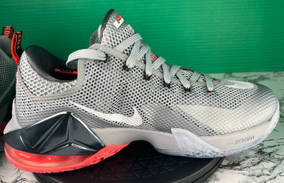 Nike LeBron 12 XII Low Wolf Grey Hot Lava 724557-014 Men display picture 2