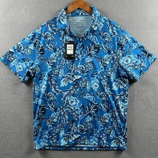 Under Armour Playoff 2.0 Polo Shirt Mens L Blue Tropical Floral Golf Tennis NWT