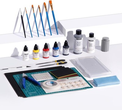 3D Drucker Zubehör Werkzeug Kit Acrylfarben Spritzpistole Pinsel Schleifpapier
