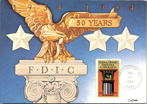 Dr Jim Stamps Maximum Card 20c Federal Deposit Insurance Corporation First Day