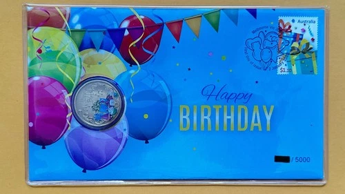 2020 Australia PNC Happy Birthday Coloured $1 Dollar Coin and Stamps Perth Mint