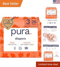 Organic Cotton Size 3 Diapers - Totally Chlorine Free and Eco-Friendly, 26 Count