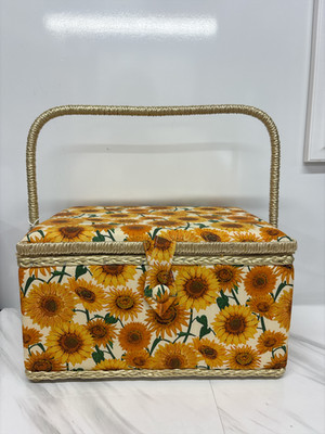 Singer Large Sew 'n Stow Sunflower Print Sewing Basket Box NWT  11'' x 6.5'' x 8''