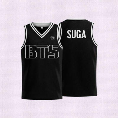 BTS MEMBER BASKETBALL JERSEY BLACK TANK TOP KPOP OUTFIT FOR