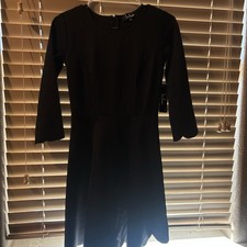 Lulus Cumulonimbus Clouds Black Scallop TrimSkater Dress Size Small