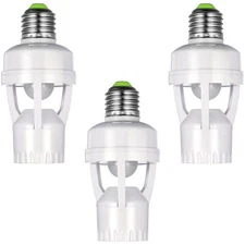 Hortsun 3 Pieces Motion Sensor Light Socket Smart Screw white, silver 