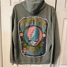 Grateful Dead Back Upcycled Graphic Tee  Zip-Up Hoodie - Tagged Size Large