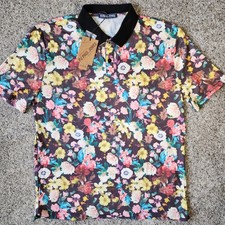 PJ Paul Jones Polo Shirt Mens Large Floral Print Golf Short Sleeve NWT