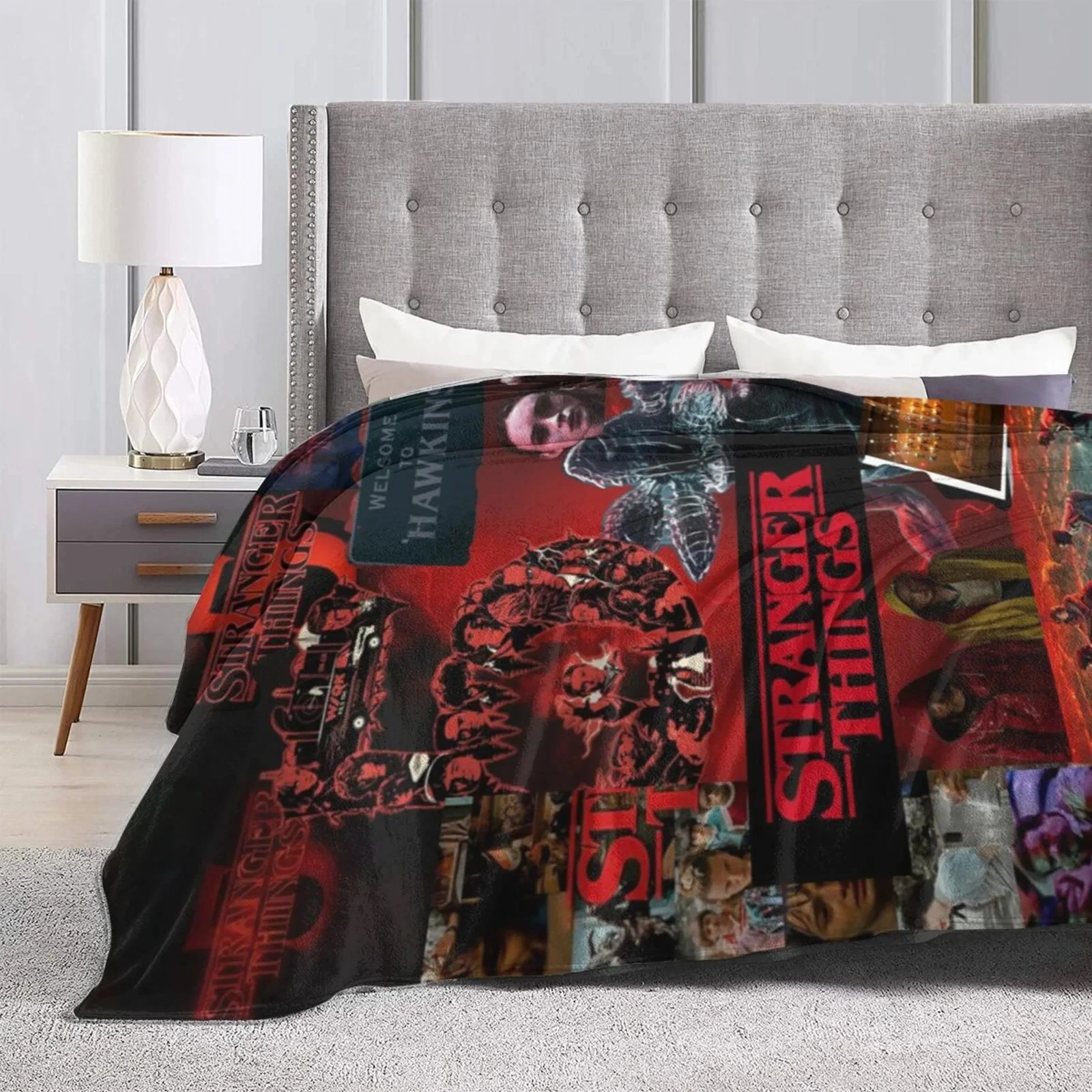 Stranger Things 5 Themed Blanket - Vibrant Pattern and Comfortable Throw Blanket