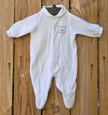 Vtg Carters Infant Baby Footie Sleeper Outfit Pajama Terrycloth 0-3 Months Blue