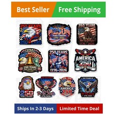 America 250 of Freedom Sticker Pack 10Pcs 3In USA 250Th Anniversary 1776