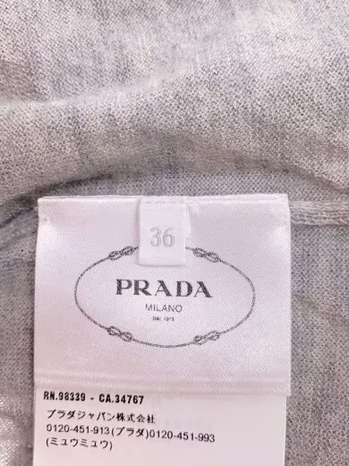 PRADA/Knit sweater (thin)/Size 36/Cashmere/GRY/P24U1H S231 11NY thumbnail 4