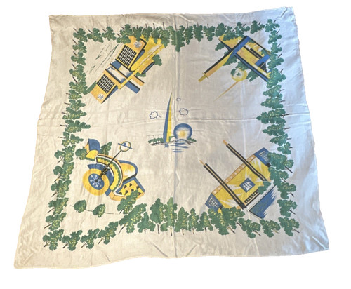1939 World's Fair Tablecloth Modern Design Queens NYC Rare
