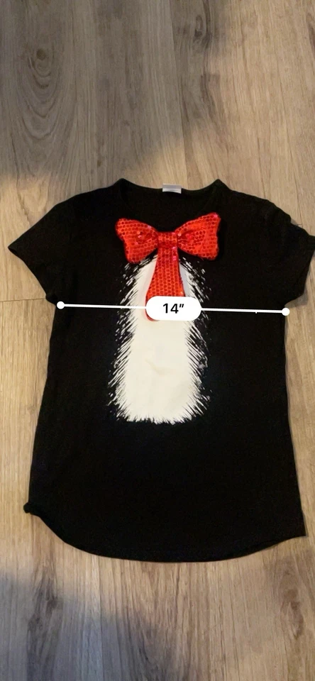 Cat In The Hat T Shirt Dr. Seuss Cosplay Red Bow Child XL (8-10 Yrs) - Image 3 of 4