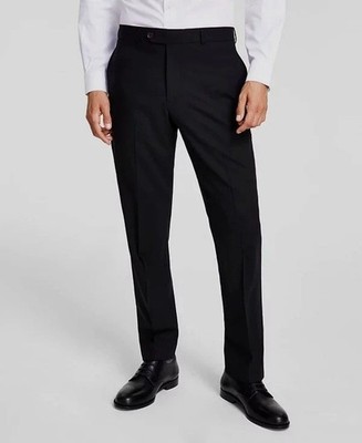 Berle Men's Size 34R Black / Grey Dress Pants Flat Front 100% Polyester  i1910