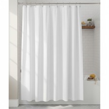 Short Shower Curtain Liner 60 Inch Long, Water Resistant Fabric Bathroom Curt...