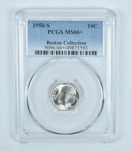 1950-S Roosevelt Dime Boston Collection MS66+ PCGS Blue Label